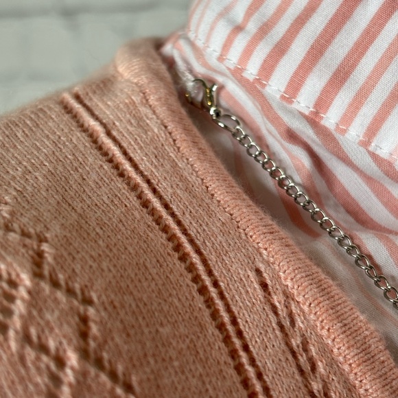 Alfred Dunner Silver and Peach Pendant Necklace Sweater with Mock Collar Size L - Picture 5 of 9